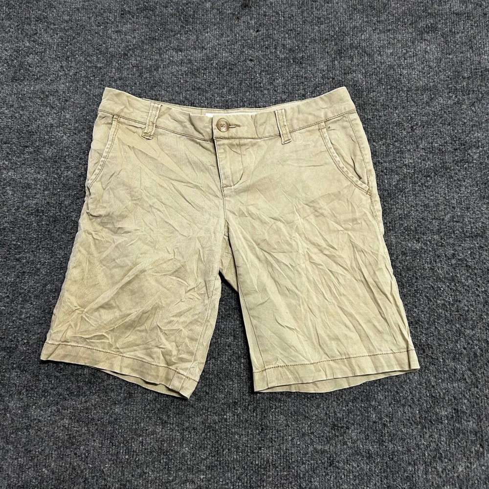 Aeropostale Bermuda Shorts Womens Size 00 Tan Beige Twill Casual Stretch Cotton
